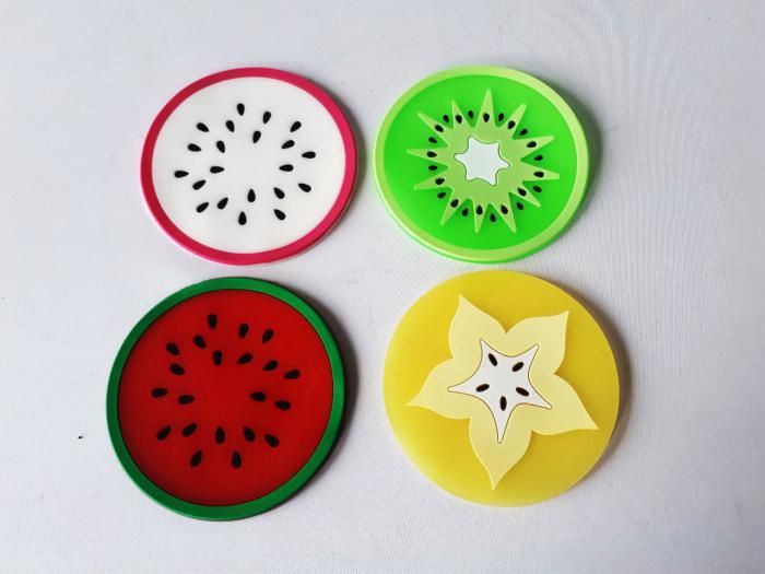 Підставка силіконова під гаряче у наборі з 4-х Асорті фруктове d 8,5 cm