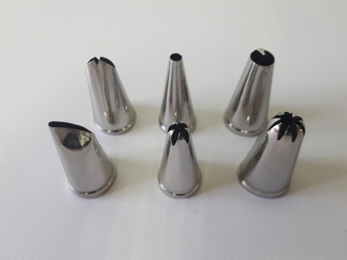 Набір кондитерських насадок для крему та прикраси тортів з нержавіючої сталі 6 штук D 1,9 cm H 3,5 cm