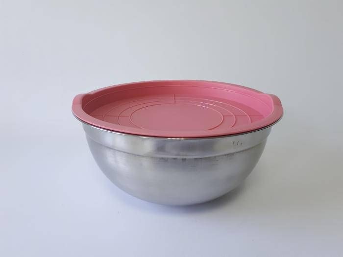 Миска кухонна з нержавіючої сталі глибока з кришкою D 26 cm H 12,5 cm 4 літри для їдальні Нержавіюча сталь