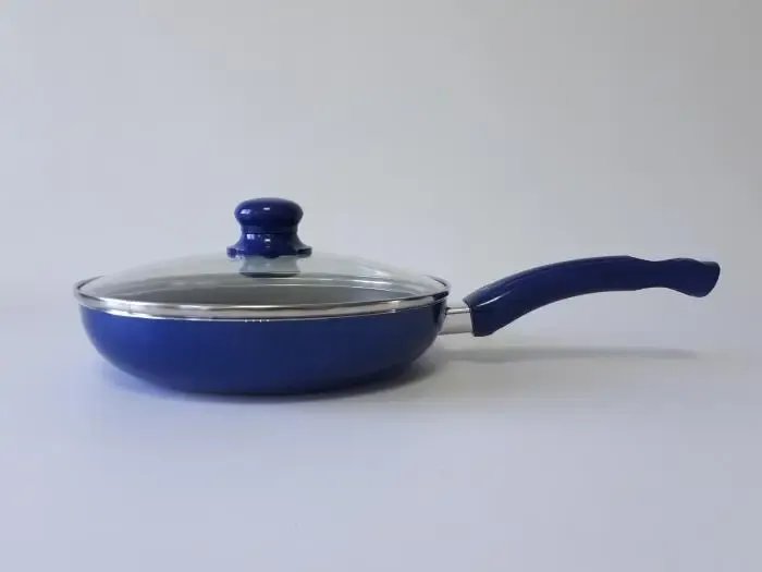 Сковорода з антипригарним тефлоновим покриттям зі стекляною крышкою D 26 cm H 5,5 cm синя