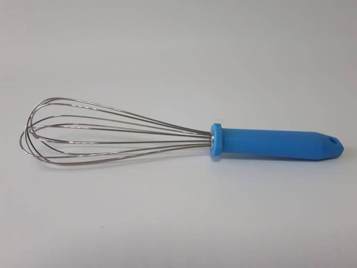 Вінчик кулінарний кондитерський з нержавійки ручний для збивання яєць і крему з пластиковою ручкою L 30,5 cm
