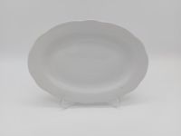 Блюдо овальне керамічне біле сервірувальне Тарілка для риби з хвилястим краєм Біла гладь 25,5*18,5 cm