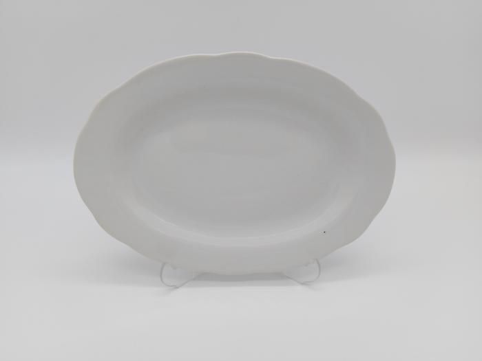 Блюдо овальне керамічне велике біле Тарілка для риби з хвилястим краєм Біла гладь 34 * 24,5 cm