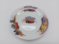 Тарілка дрібна дитяча керамічна з малюнком для дитячого садка Тачки обідня для других страв 18 cm