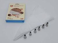 Мішок кондитерський силіконовий багаторазовий для крему 6 шт з металевими насадками 6 штук L 33 cm W 18 см