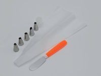 Мішок кондитерський силіконовий багаторазовий для крему з металевими насадками 5 шт перехідником і шпателем