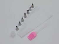 Мішок кондитерський силіконовий багаторазовий для крему з металевими насадками 7 шт перехідником і пензликом