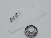 Мішок кондитерський силіконовий багаторазовий для крему з металевими насадками 3 шт перехідником і кільцями