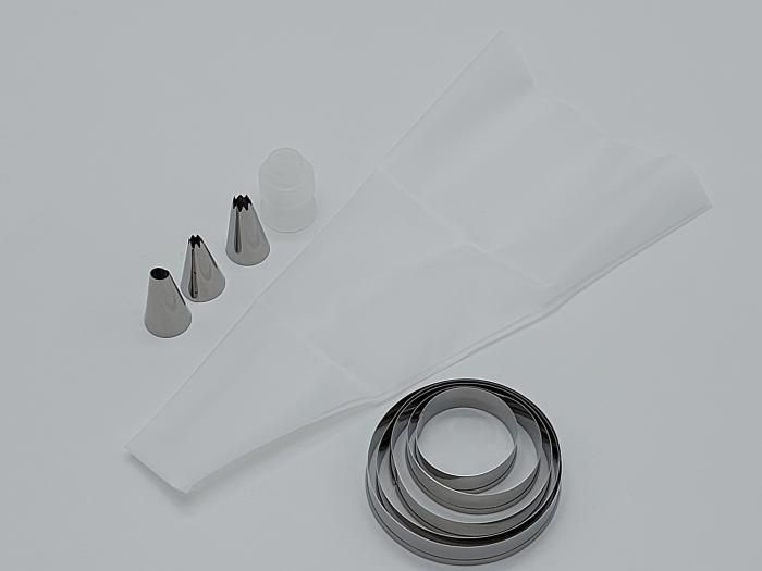 Мішок кондитерський силіконовий багаторазовий для крему з металевими насадками 3 шт перехідником і кільцями