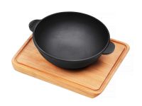 Сковорода жаровня чугунная WOK глубокая BRIZOLL HoReCa  с подставкой для подачи блюд 180 х 63 мм