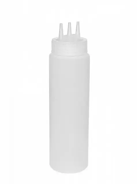 Пляшка пластикова диспенсер для соусу сиропу та олії Ємності із трьома носиками прозора H 16 cm 350 мл