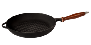 Сковорода чугунная Ситон гриль с деревянной ручкой 260х40