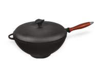 Кастрюля WOK чугунная Ситон с деревенняй ручкой и крышкой d=260 мм, h=120 мм, объём 3,5 л