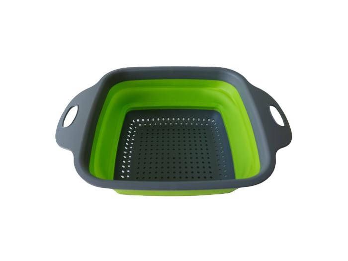 Друшляк силіконовий складаний квадратний Сито з двома ручками 22*22 cm H 8 cm