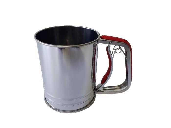 Кухоль сито для просіювання борошна з нержавіючої сталі з ручкою Чашка сито для борошна механічна D 10 cm H 12 см