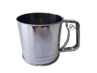 Кухоль сито для просіювання борошна з нержавіючої сталі з ручкою Чашка сито для борошна механічна D 12,5 cm H 12 cm