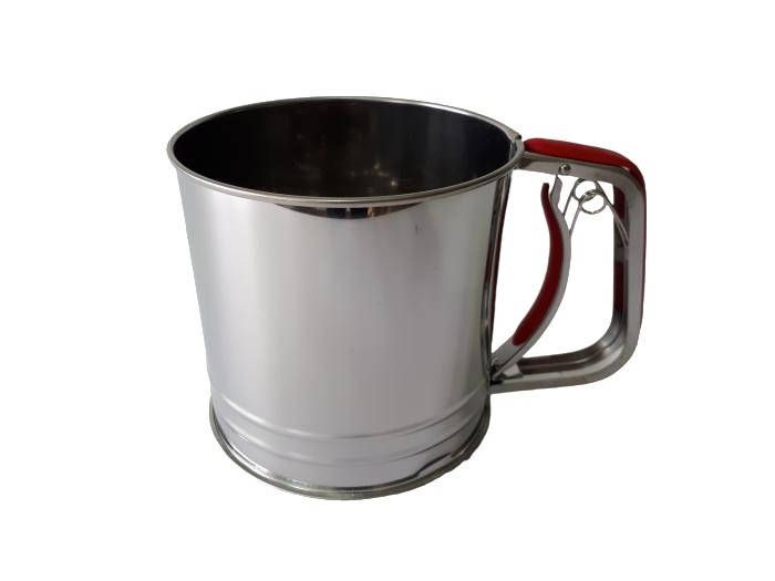 Кухоль сито для просіювання борошна з нержавіючої сталі з ручкою Чашка сито для борошна механічна D 12,5 cm H 12,5 cm