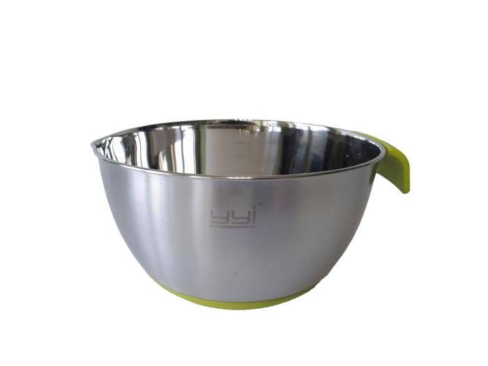 Миска кухонна для міксера з нержавіючої сталі глибока з силіконовим дном нержавійка D 21 cm H 12 cm 2,9 л