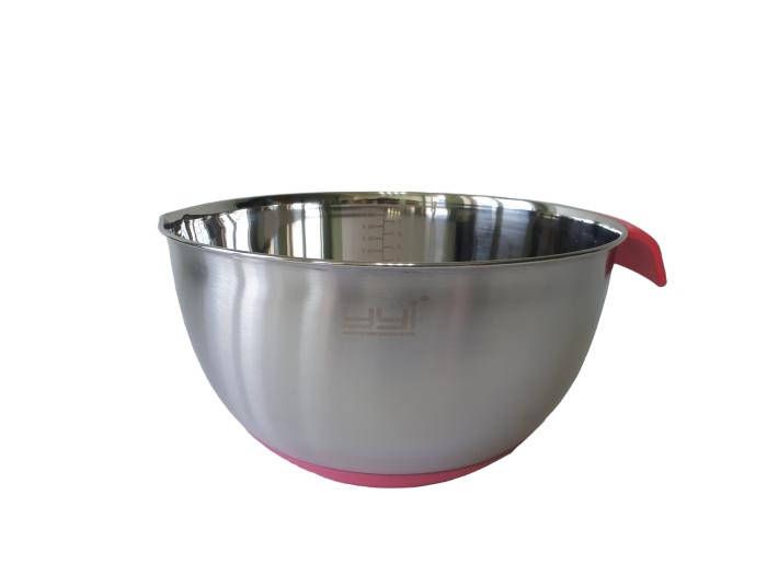Миска кухонна для міксера з нержавіючої сталі глибока з силіконовим дном D 25 cm H 14 cm 5 л Нержавіюча сталь