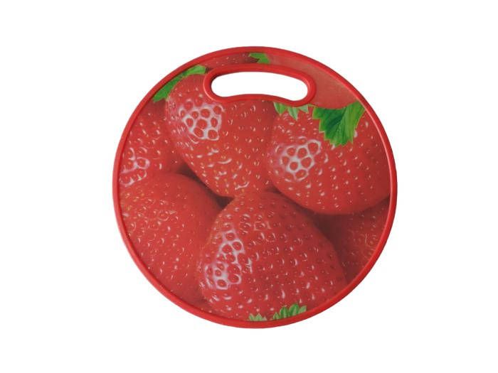 Дошка обробна кругла пластикова кухонна з малюнком 3D для нарізування овочів та продуктів D 30cm для кухні.