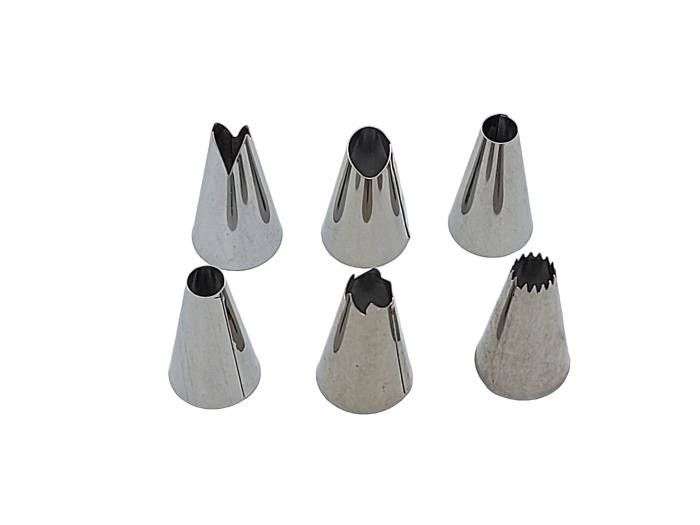 Набір кондитерських насадок для крему і прикраси тортів з нержавіючої сталі 6 штук D 1,8 cm H 3 cm