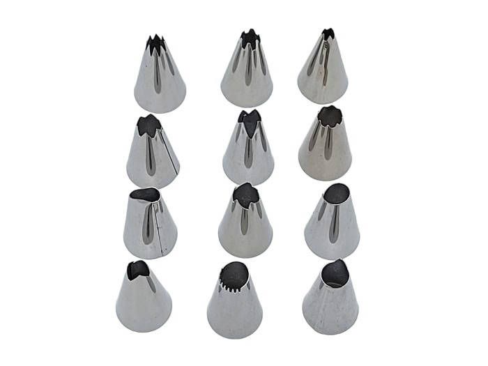 Набір кондитерських насадок для крему і прикраси тортів з нержавіючої сталі 12 штук D 1,8 cm H 2,2 cm
