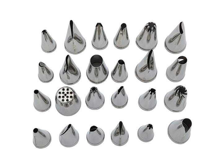 Набір кондитерських насадок для крему та прикраси тортів з нержавіючої сталі 24 штуки