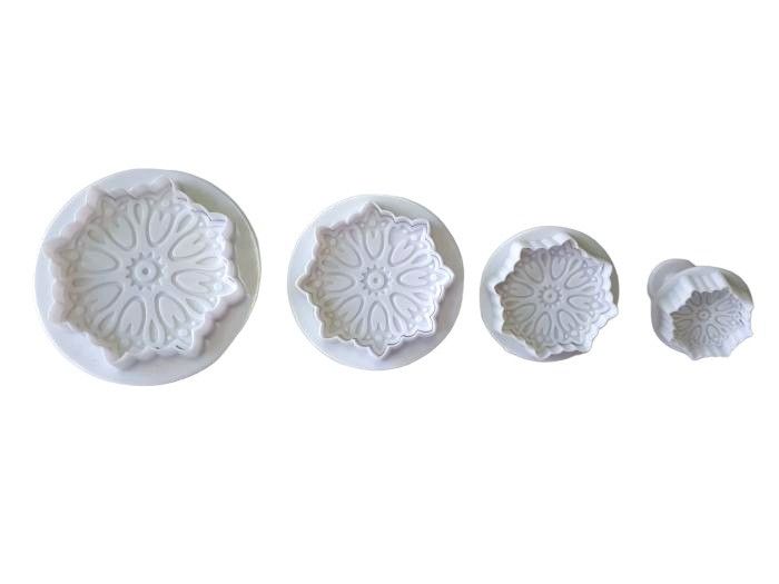 Набори кондитерських плунжерів для мастики та печива пластикова Квітка ажурна 4 штуки