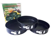 Набір круглих рознімних форм металевих для випічки торта "Тефлон" 3 штуки D 24/26/26 cm