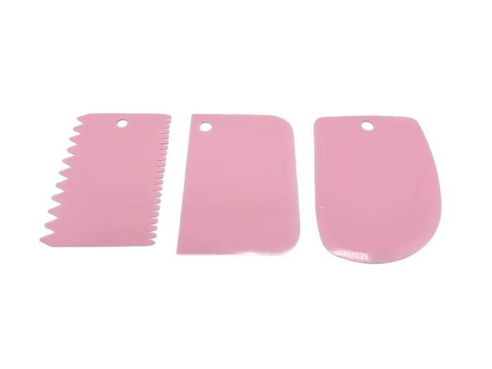 Скребок шпатель кондитерський для крему та тіста пластиковий у наборі 3 штуки зубчастий та овальний 12*8 cm