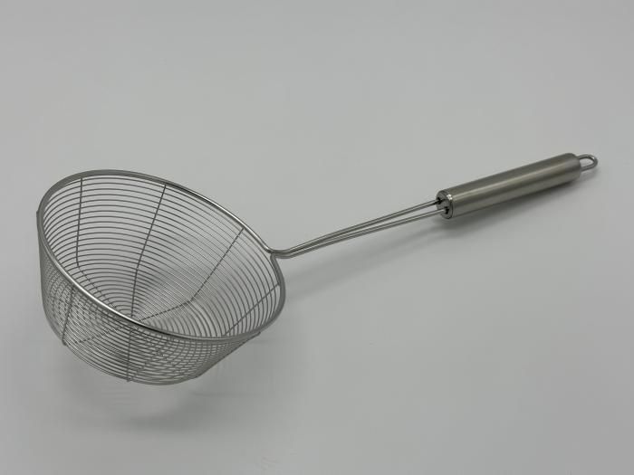 Друшляк дріт з нержавіючої сталі з довгою ручкою Сітка для фритюру і картоплі фрі нержавійка L 42 cm
