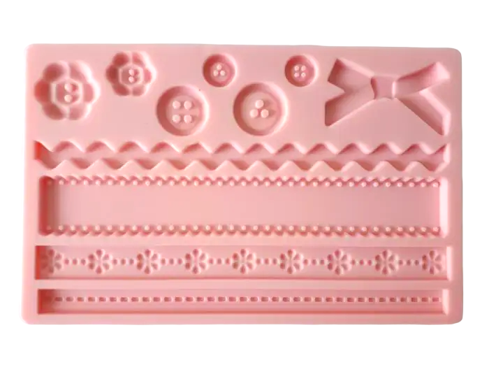 Молд силіконовий кондитерський для мастики та шоколаду Бантики гудзики оборка 13*20 cm