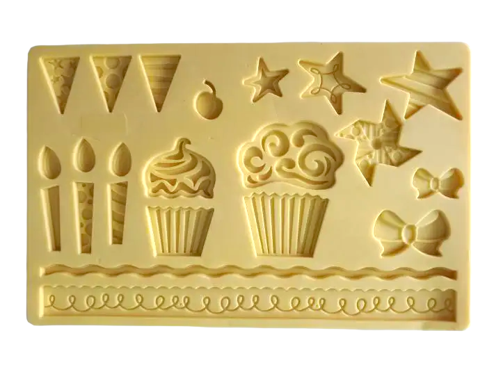 Молд силіконовий кондитерський для мастики та шоколаду Свічки та подарунки 12,5*19,5 cm