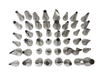 Набір кондитерських насадок для крему та прикраси тортів із нержавіючої сталі 48 штук H 3,5 cm