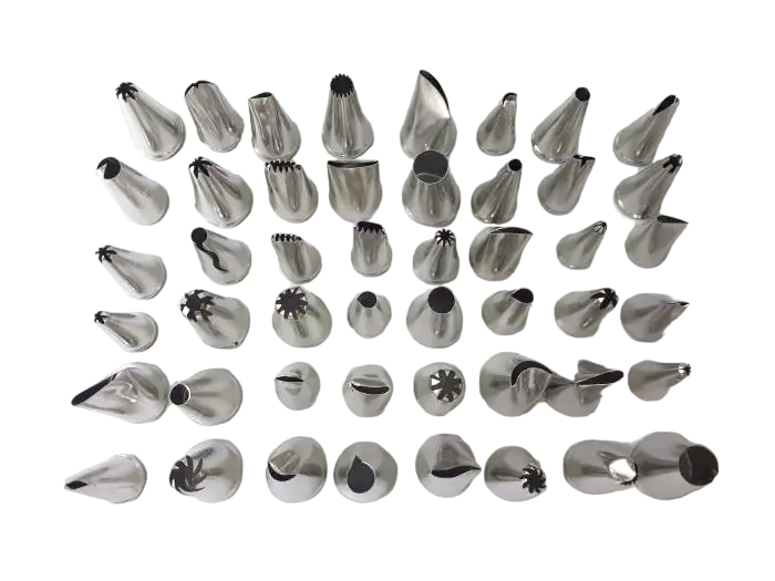 Набір кондитерських насадок для крему та прикраси тортів із нержавіючої сталі 48 штук H 3,5 cm