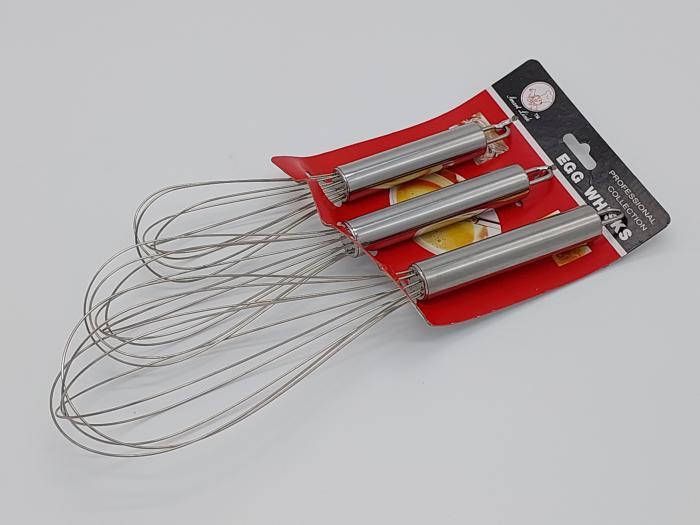 Набір вінчиків кулінарних кондитерських з нержавійки для збивання яєць крему і тіста 21/25/30 cm