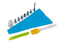 Мішок кондитерський тканинний багаторазовий для крему з металевими насадками 8 шт перехідником і пензликом