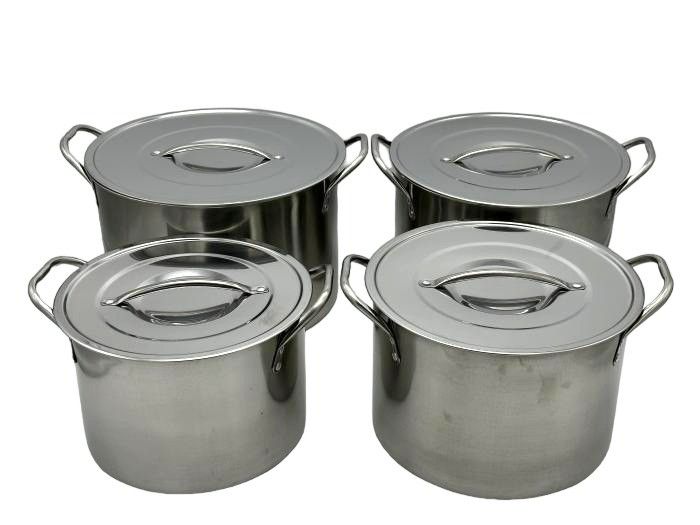 Набір каструль з нержавіючої сталі 4 штуки середні Каструлі з нержавіючої сталі 9,8/ 8,5 / 6,5 / 5,2 л