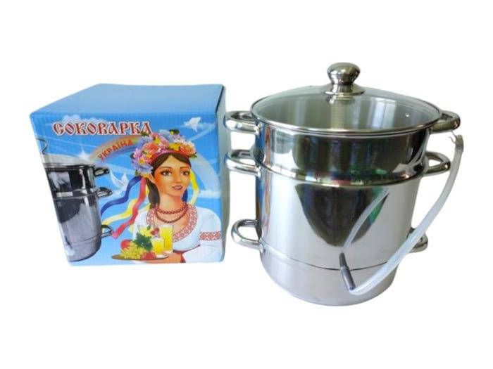 Соковарка з нержавіючої сталі 8 літрів Україночка внутрішній D 26 cm зовнішній D 27,5 cm Нержавіюча сталь