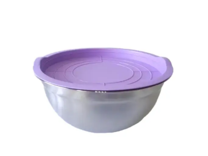 Миска кухонна з нержавіючої сталі глибока з кришкою D 24 cm H 11,5 cm 3,1 літра для їдальні Нержавіюча сталь