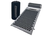 Масажний килимок Easyfit з подушкою (аплікатор Кузнєцова) Сірий з чорним