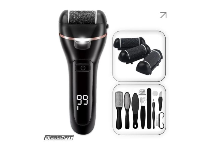 Електрична пемза для п’ят EasyFit з набором 10 предметів, 3 насадки