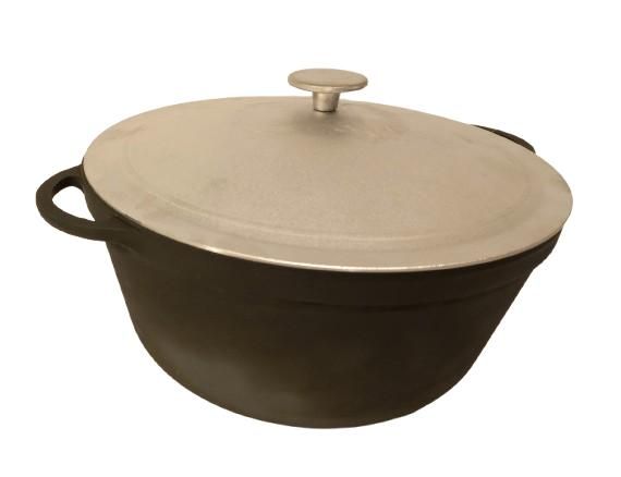 Каструля чавунна 8 л з алюмінієвою кришкою  