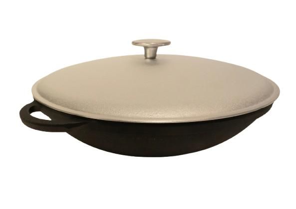 Жаровня чавунна 400 мм з алюмінієвою кришкою