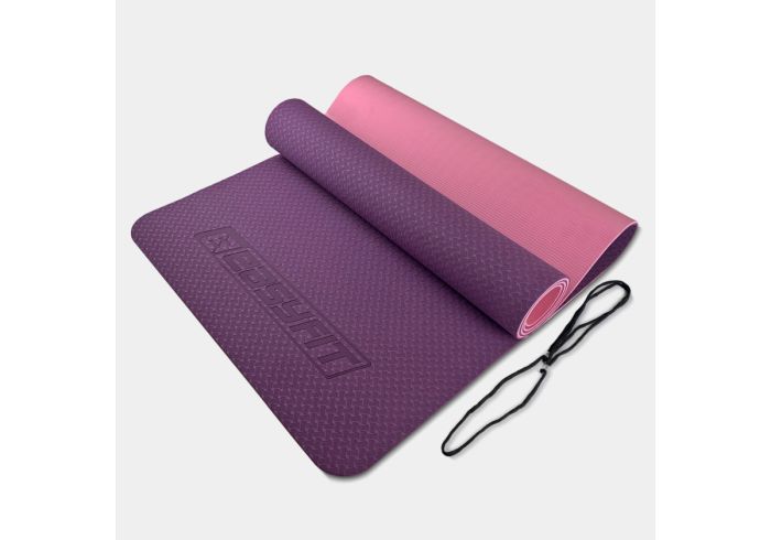 Килимок для йоги та фітнесу EasyFit TPE+TC 6 мм двошаровий м'ятний-чорний