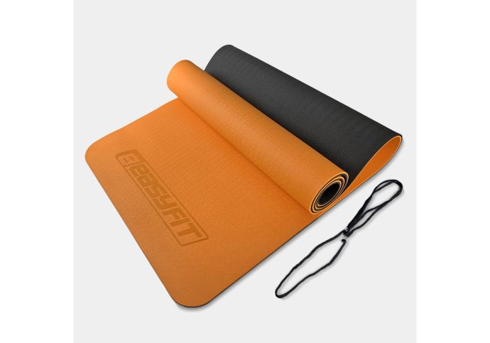 Килимок для йоги та фітнесу EasyFit TPE+TC 6 мм двошаровий м'ятний-чорний