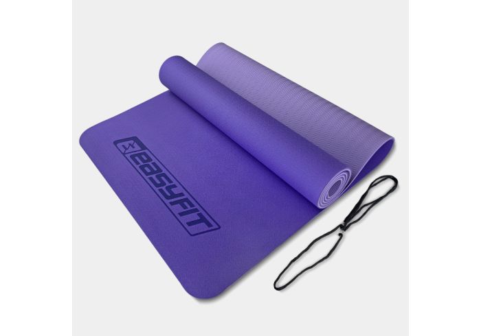 Килимок для йоги та фітнесу EasyFit TPE+TC 6 мм двошаровий м'ятний-чорний