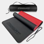 Килимок для йоги та фітнеса EasyFit TPE+TC 6мм двошаровий + Чохол червоний з чорним