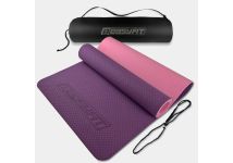 Килимок для йоги та фітнеса EasyFit TPE+TC 6мм двошаровий + Чохол фіолетовий з рожевим