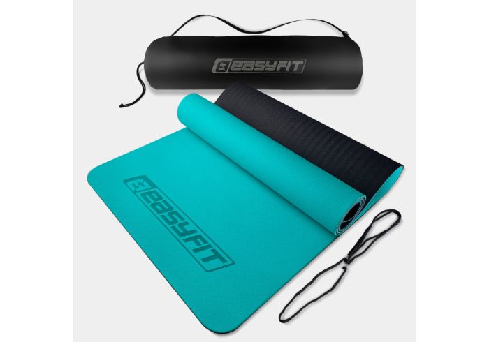 Килимок для йоги та фітнесу EasyFit TPE+TC 6 мм двошаровий + Чохол 